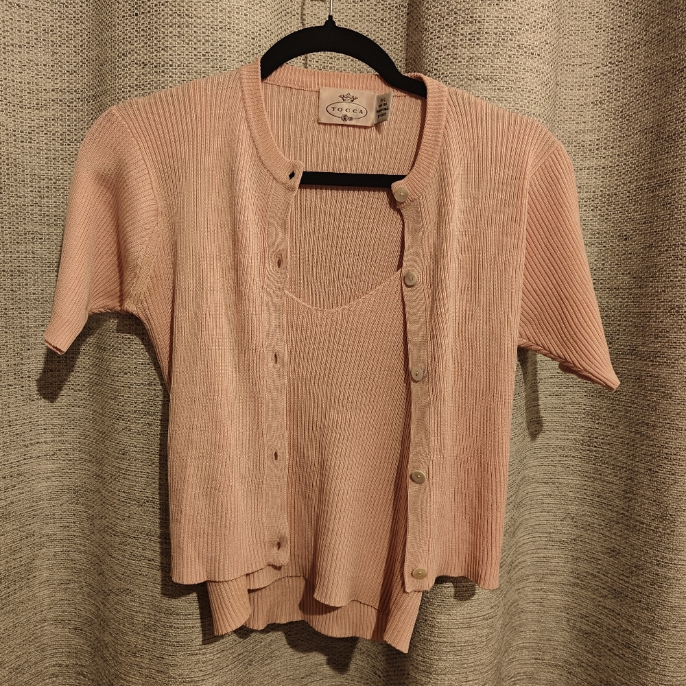 Tocca Silk Cami And‎ Cardigan Set